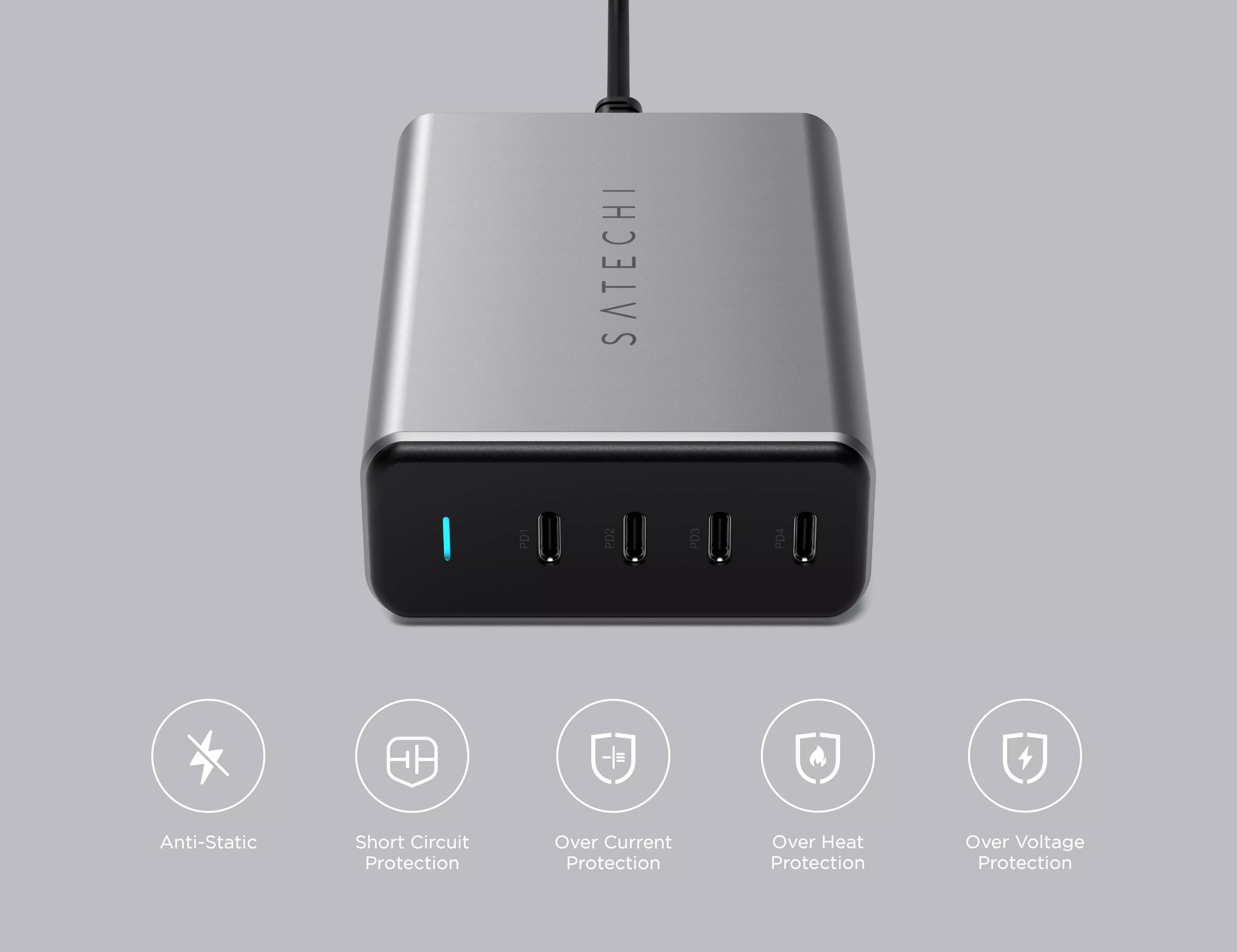 Мережевий зарядний пристрій Satechi 165W USB-C 4-Port PD GaN Charger Space Gray - 2